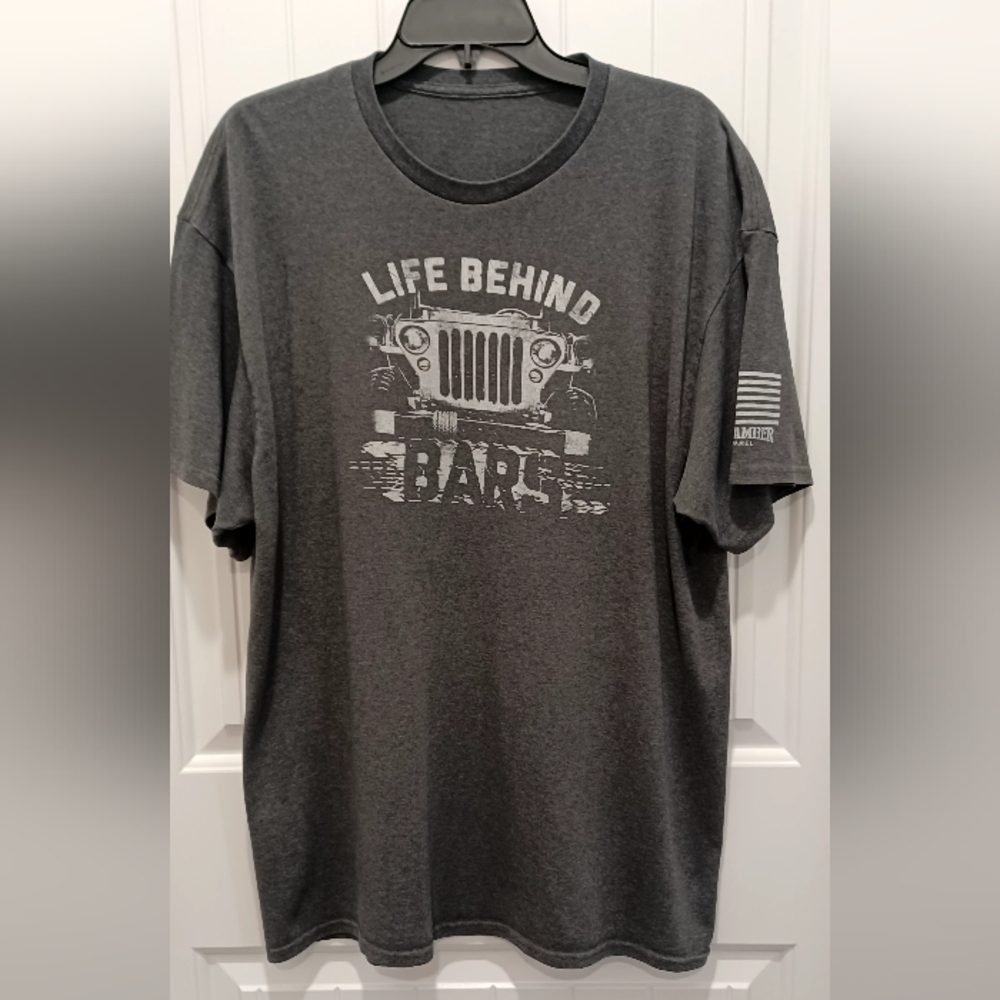 Off Camber Jeep Gray Graphic T-Shirt No Tag Life Behind Bars Sz XL #0397